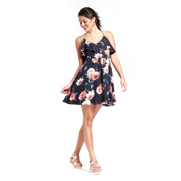 Xhilaration Dresses & Skirts - Flutter Fit & Flare Floral Crisscross Dress  F003